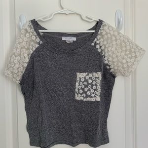 Lace baseball crop top
